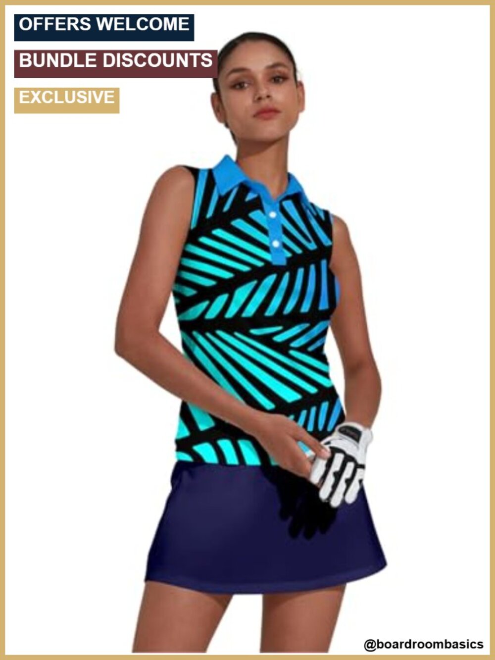 Sleeveless Golf Polo Shirt UPF 50+ Quick Dry Button Up Tennis Top